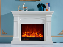 American-style minimalist electric fireplace with fluted columns