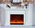 American-style minimalist white electric fireplace with triple fluted columns