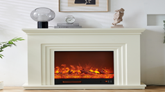 American-style minimalist white electric fireplace