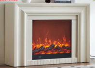 Modern minimalist white electric fireplace with a stepped 3D frame