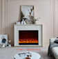 Minimalist electric fireplace with fluted detailing