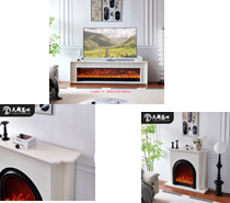 Minimalist electric fireplace with fluted detailing