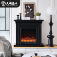 Minimalist electric fireplace with a two-tier stepped frame