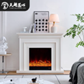 Minimalist electric fireplace with a two-tier stepped frame